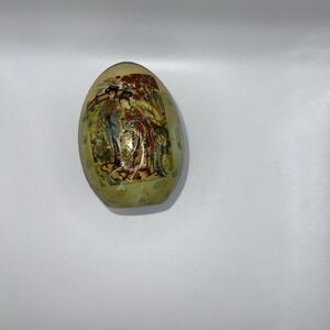 Vintage Decorative Egg Asian Scene Porcelain Display Stand Collectible